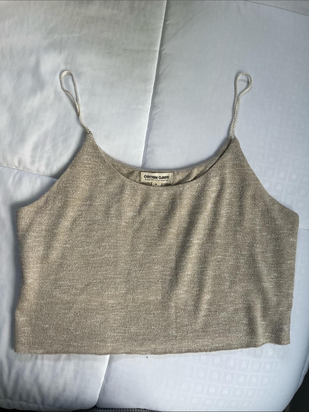 Cotton Candy Cream Knit Spaghetti Strap Crop Cami